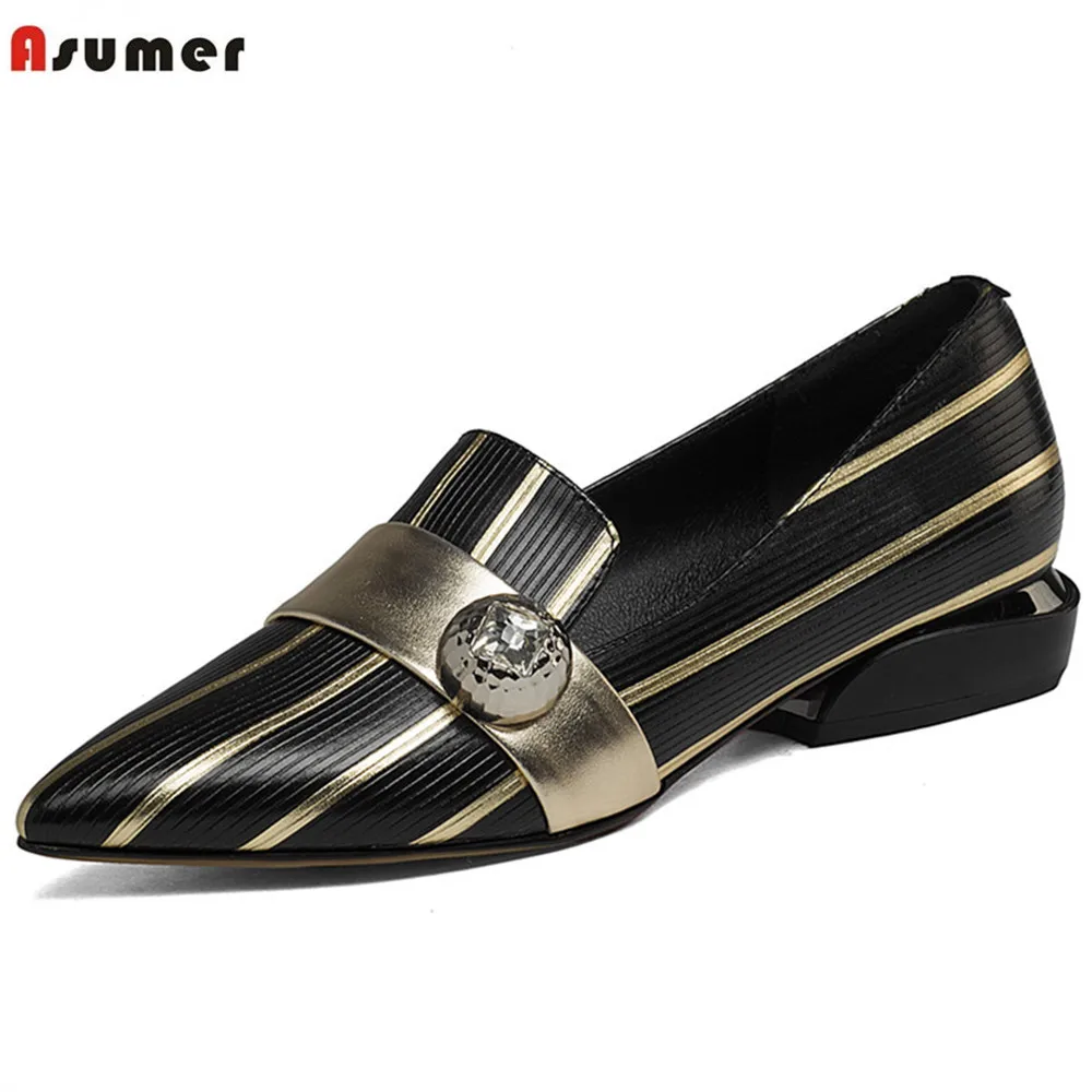 ASUMER/модные женские тонкие туфли Сезон весна-осень Разноцветные из натуральной