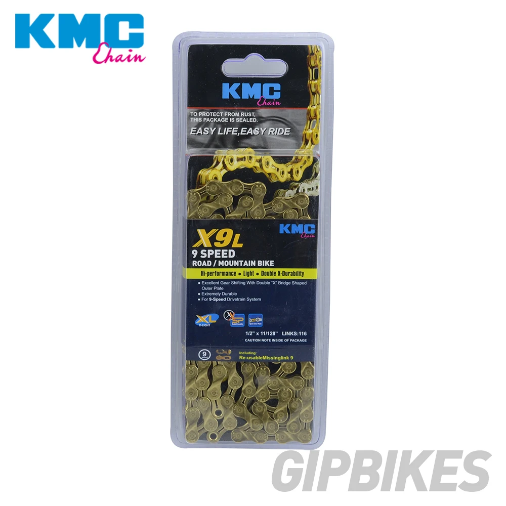 Велосипедная цепь KMC X8 X9 X10 EPT X9L X10L X11LBike chain 9S 10S 11S Gold для MTB/шоссейного велосипеда fo