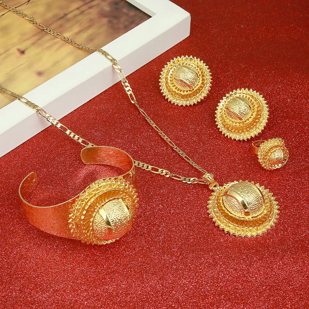 НОВЫЕ комплекты золотистого цвета с подвеской ожерелье серьги браслет кольцо