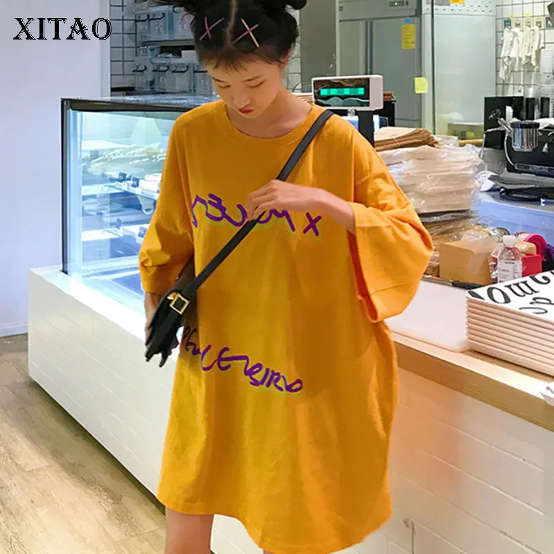 [XITAO] женское летнее платье новинка 2019 корейская мода круглый вырез короткий