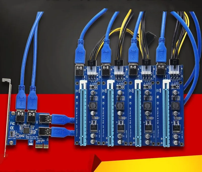 aad in card PCIe 1-4 PCI express 16X Слоты Riser Card PCI-E 1X внешний 4 PCI-e слот адаптер PCIe порт мультипликатор карты