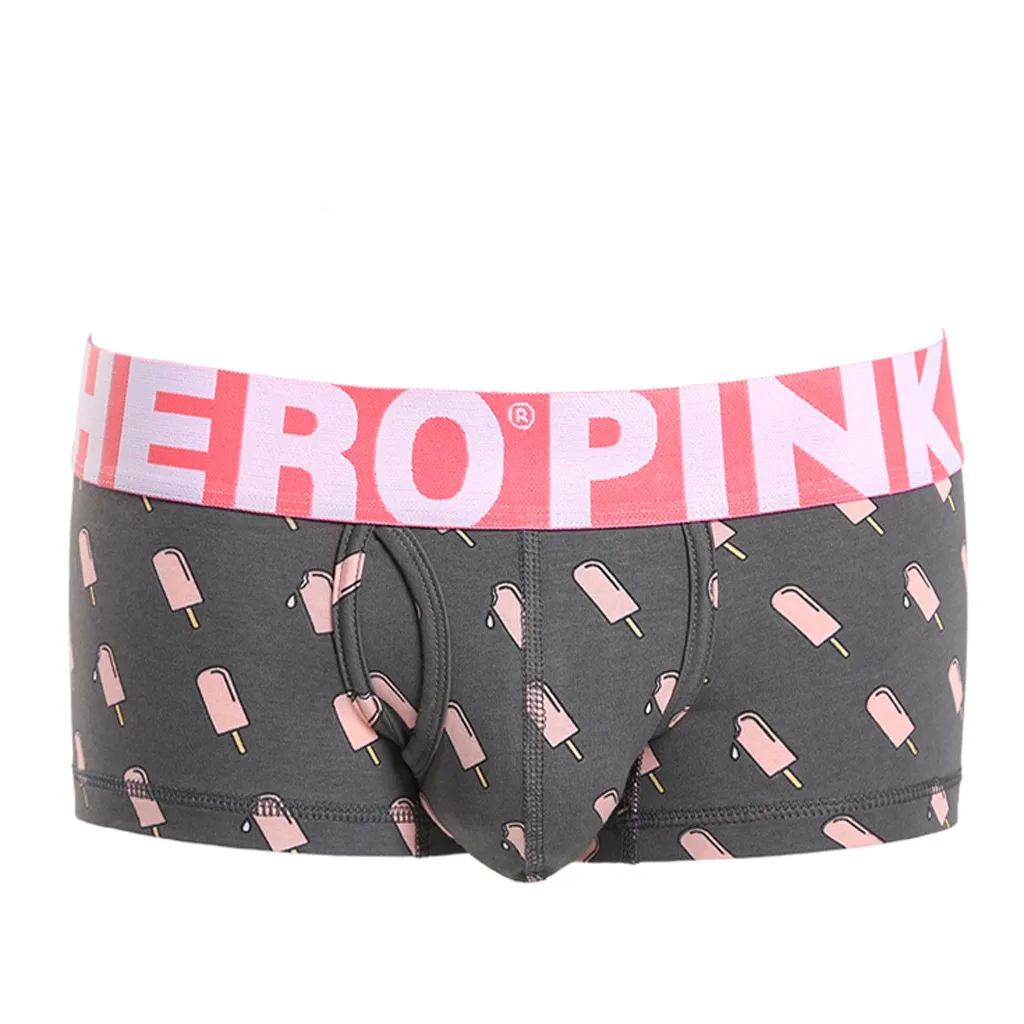 PINK HEROES Mens Boxer Cotton Letter Underpants Knickers Sexy Shorts Men Underwear Male Underpant Beachwear ropa interior hombr