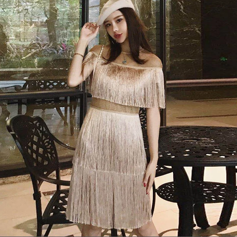 Женские белые латиноамериканских танцев с бахромой кисточками платье