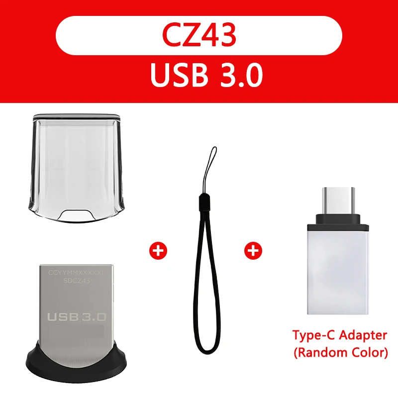 SanDisk 3,1 3,0 USB флеш-накопитель 256 ГБ 128 Гб 64 ГБ 32 ГБ 16 ГБ 8 ГБ флеш-накопитель U диск с адаптером MicroUSB TypeC
