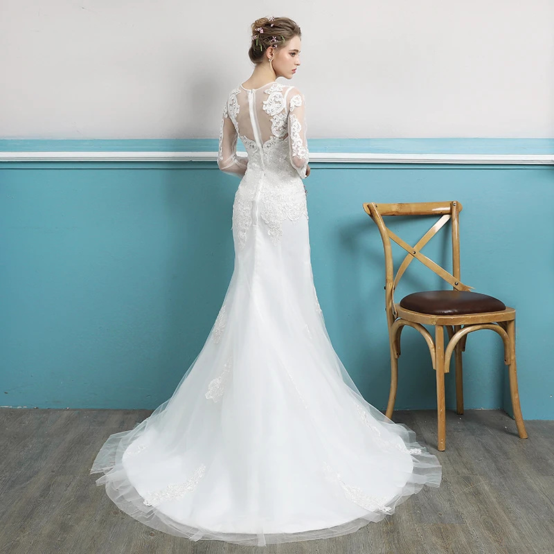 Элегантное кружевное платье с прозрачной горловиной Vestidos De Novia фатиновые