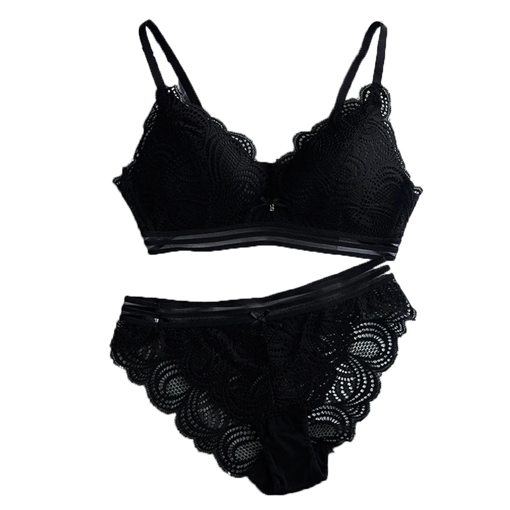 Трусы тонкий бюстгальтер с рисунком цветов кружевной треугольник чашка без