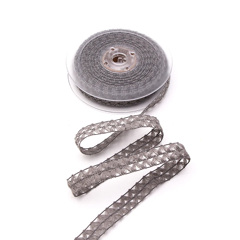 Новинка! 5 м/10 м красивая кружевная тесьма 15 мм DIY украшения аксессуары Праздничная Свадебная швейная многогранная Двусторонняя кружевная сетчатая лента - Цвет: gray