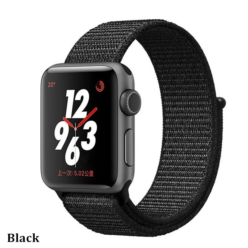 Нейлоновый ремешок для apple watch 5 4 полосным 44 мм/40 мм в едином положении во время занятий легкой атлетикой, apple watch 42mm 38 мм и нержавеющая сталь металлический корпус наручных часов iwatch серии 5/4/3/2 разноцветный коннектор ремешок для часов - Цвет ремешка: Black