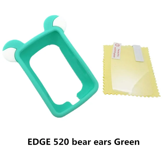 E520 bear ears green Универсальный Велосипедный гелевый Чехол и протектор экрана для Garmin Edge 520 компьютер gps качественный чехол для edge520 мультфильм неоригинал - Цвет: E520 bear ears green