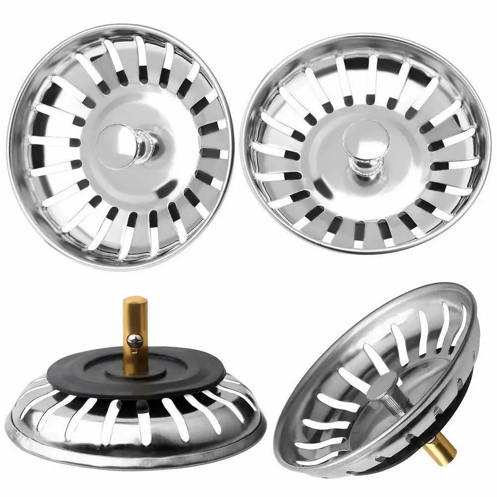 78mm Diameter Stainless Steel Kitchen Sink Strainer Stopper Waste Plug Sink Filter Bathroom Basin Sink Drain Kitchen Accessories