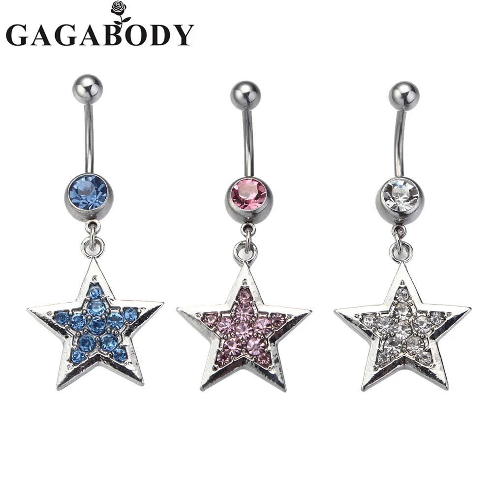 Симпатичные Пирсинг живота кристаллическая звезда болтается пирсинг кольцо для