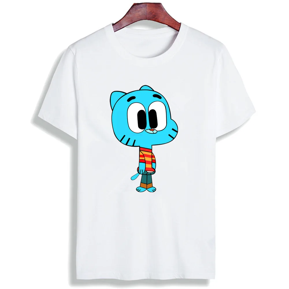 Мода Kawaii TShirt Gumball удивительный мир мультфильм печатных хлопок футболки Повседневная футболка с круглым вырезом унисекс