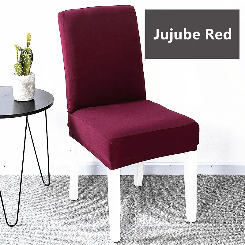 20 Color Solid Color Chair Cover Spandex Stretch Elastic Slipcovers Chair Covers For Dining Room Kitchen Wedding Banquet Hotel - Цвет: Jujube Red