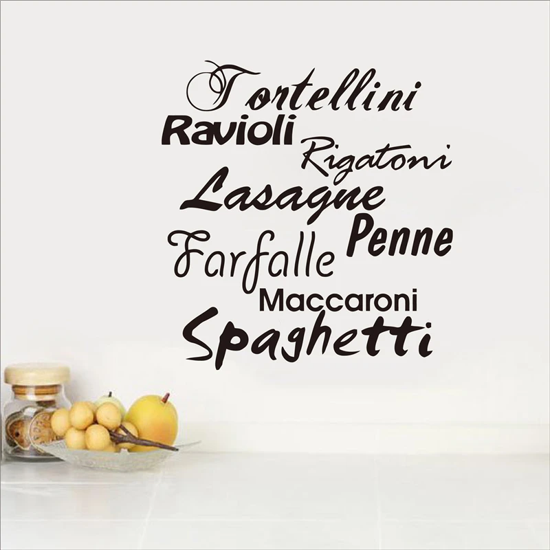 Adesivo Мураль паста Cucina Tagliatelle итальянский язык виниловые наклейки на стену для столовой украшения кухни