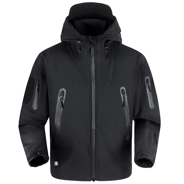 FREE SOLDIER outdoor camping men's soft shell jacket instant waterproof windproof coat thermal outwear clothing large US size - Цвет: black