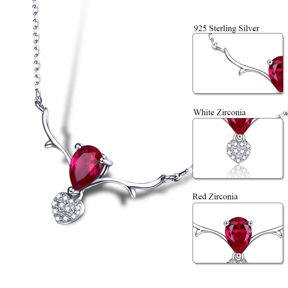 DOUBLE-R Genuine Solid 925 Sterling Silver Necklaces Created Red Ruby Pendants necklaces Gemstone Fine Wedding Brand Jewelry | Украшения и