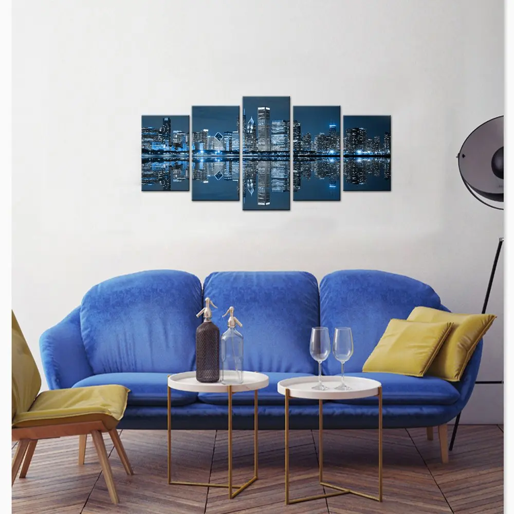 Чикаго центр города ночью картина холст печать-современный город стены