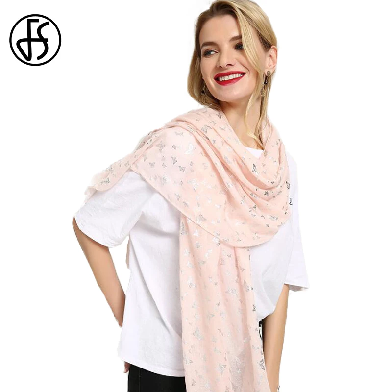 FS 2018 Cotton Shawls Viscose Hijab Scarf Women Winter Wram Iron Silver Butterfly Foulard Femme Scarves Ladies Head Wrap Print |