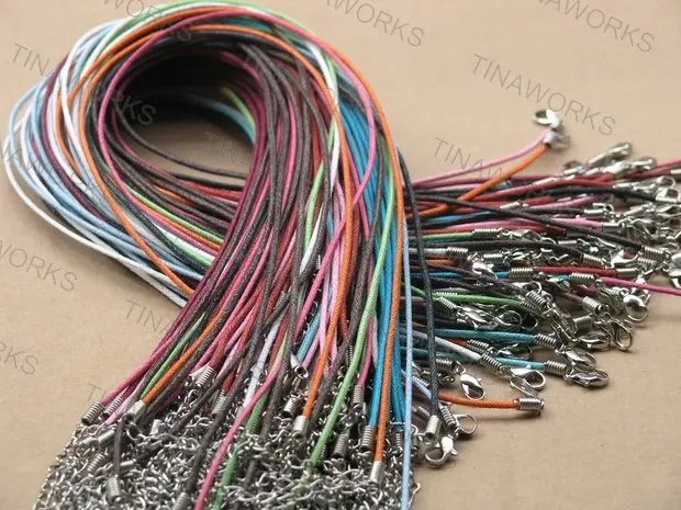 Рекламная акция! 300 шт. шнур для ожерелья из вощеного хлопка смешанных цветов с