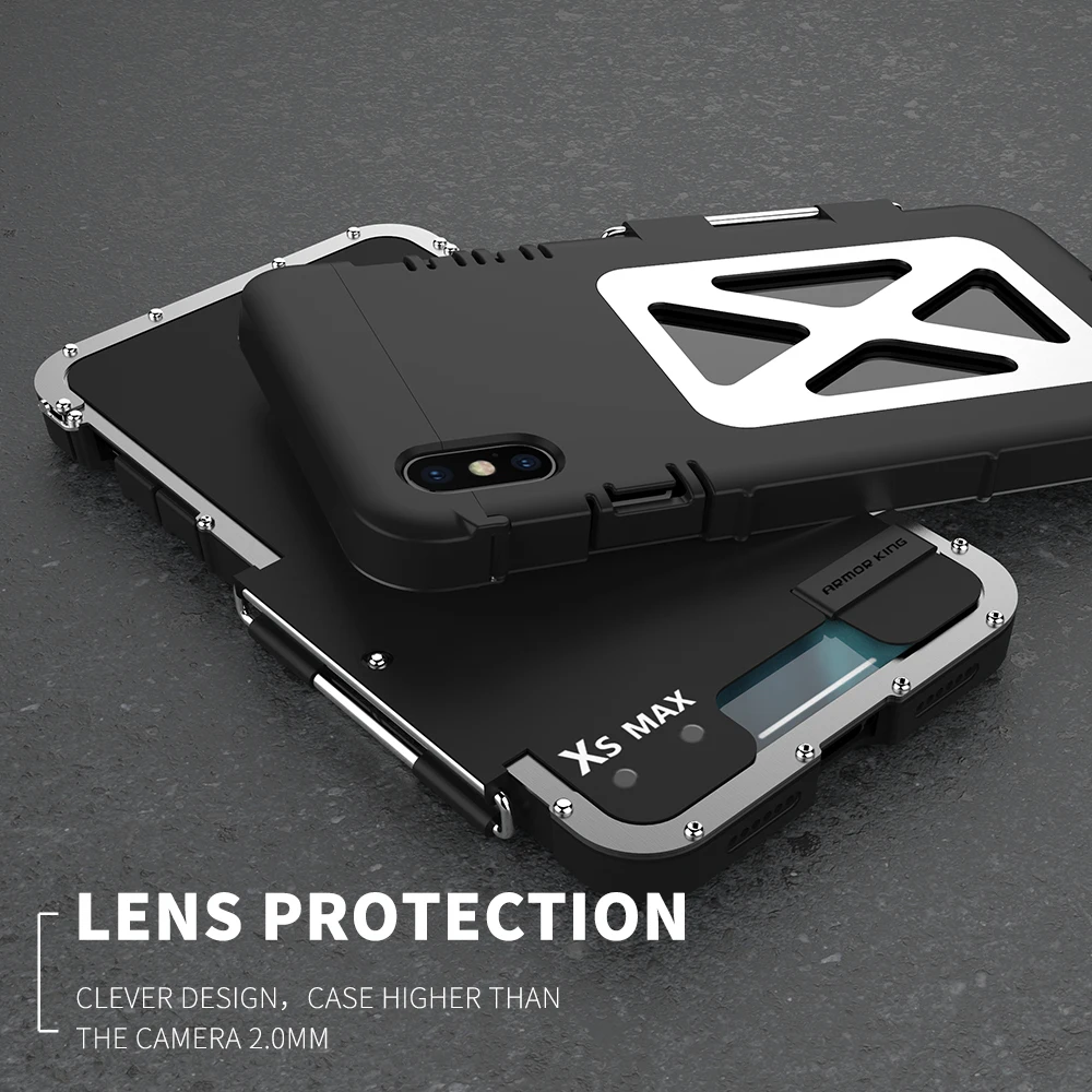 ShockProof Case For Iphone 6 6S 7 8 Plus Flip Aluminum Metal Frame+ PC Protective Armor King case XS MAX XR | Мобильные телефоны и