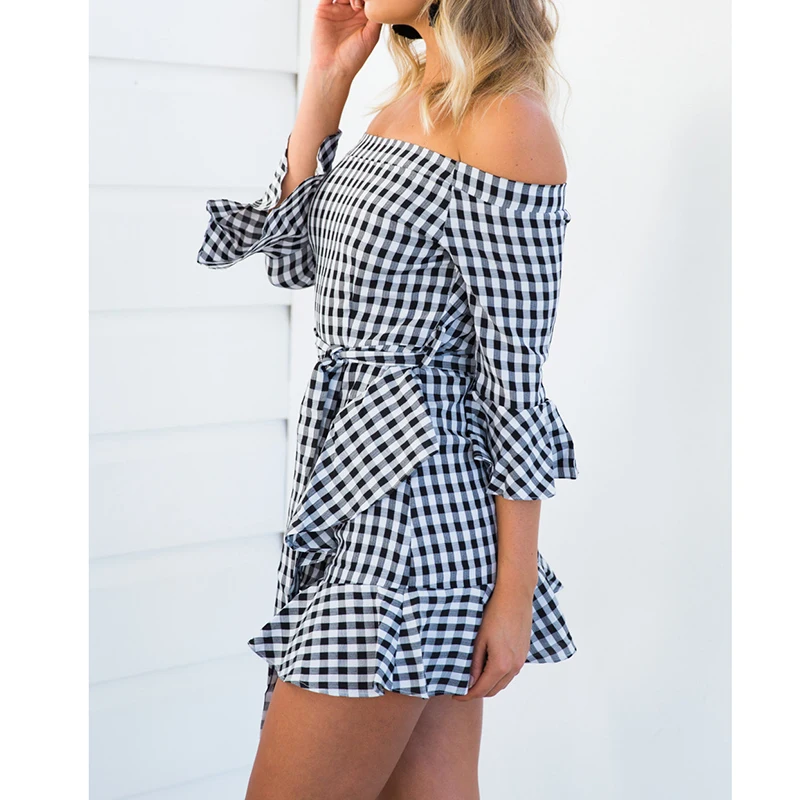 Lasperal Новый Лето 2017 г. оборками слэш Средства ухода за кожей Шеи Платье женское