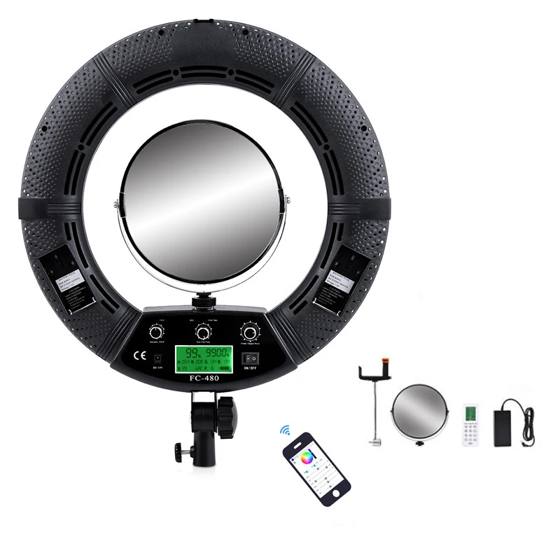 Yidoblo FC-480 RGB приложение управление кольцевой светильник светодиодный видео светильник красота ногтей кожи фотографии кино студия кольцо лампа+ штатив+ сумка