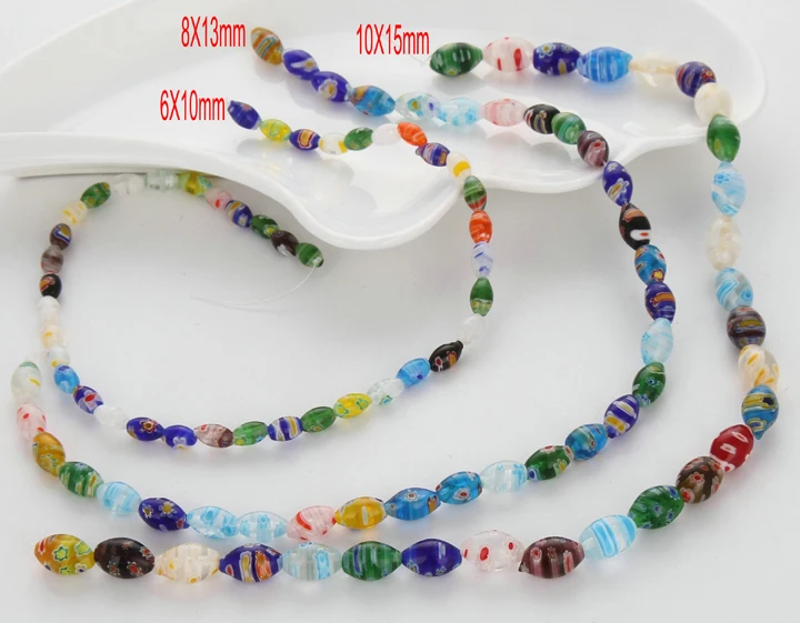 Овальные стеклянные бусины milleflower ожерелье рисовые смешанные цвета 96 шт./лот|lot