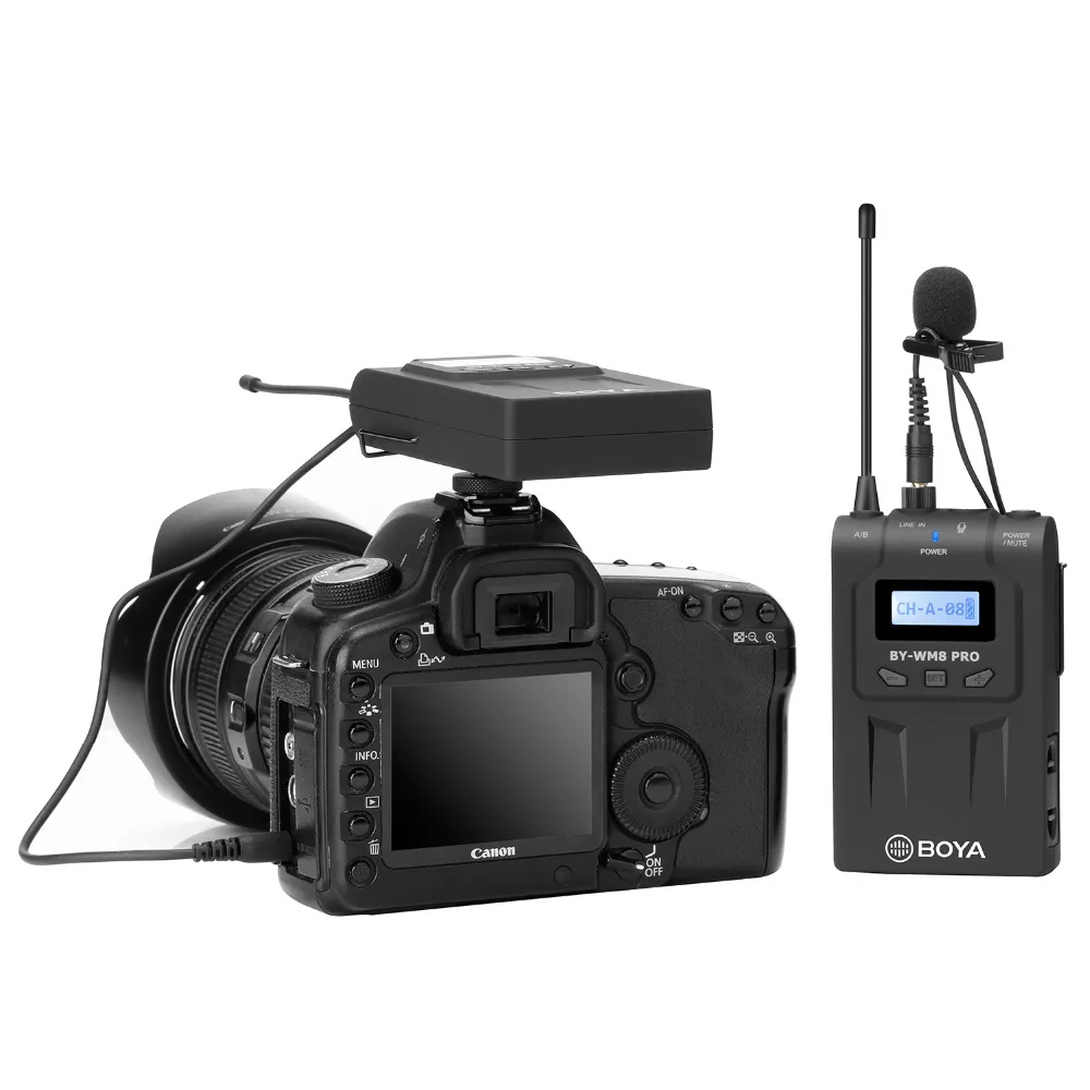 BOYA BY-WM8 Pro K1 UHF Двухканальный беспроводной микрофон для телефона iPhone Canon Nikon DSLR