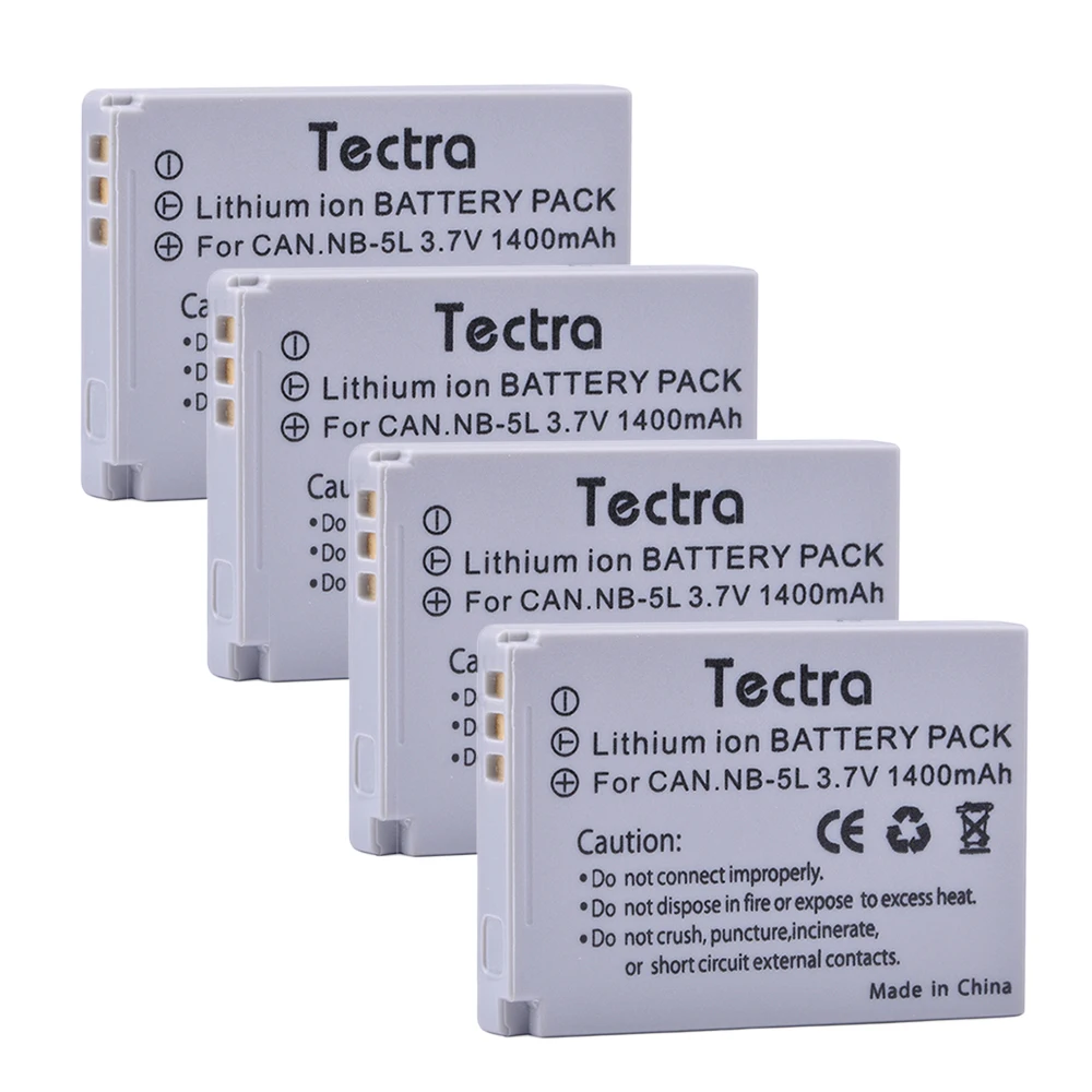 Литий-ионный аккумулятор Tectra 4 шт. NB-5L bn5l + USB двойное зарядное устройство для Canon