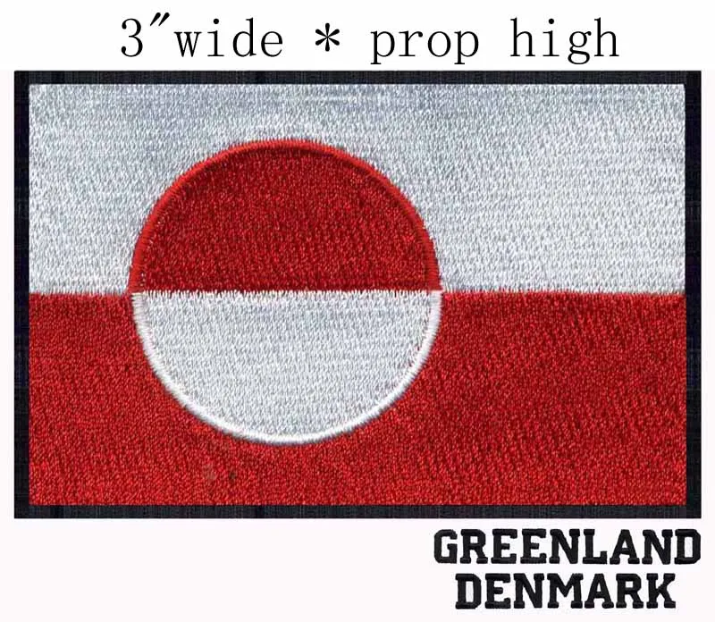 Гренландия Дания флаг 3 дюйма широкая вышивка патч для зеленых полей/kalалафит
