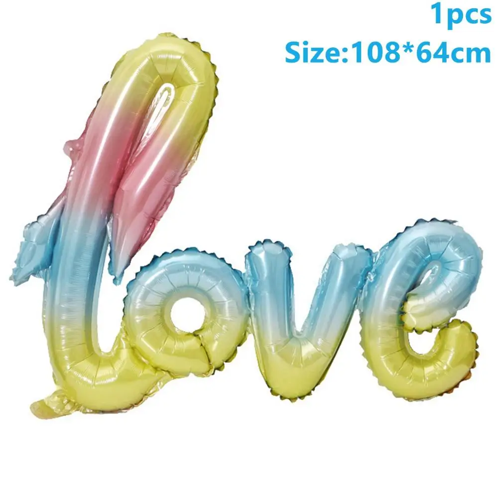 Love Balloons Taoup 32 дюймов счастливый детский день рождения воздушный шар из фольги Градиент Радуга количество баллоны письмо балон гелий балоны Свадебный шар - Цвет: Love Balloons