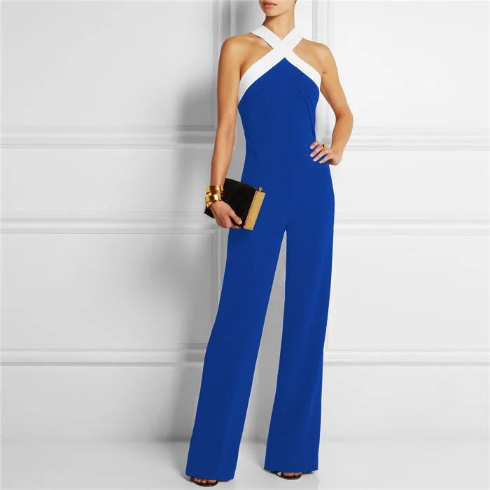Self portrait New Jumpsuit women overall Black white stitching women's Halter sexy Hollow jumpsuit waist pants coveralls Rompers шорты