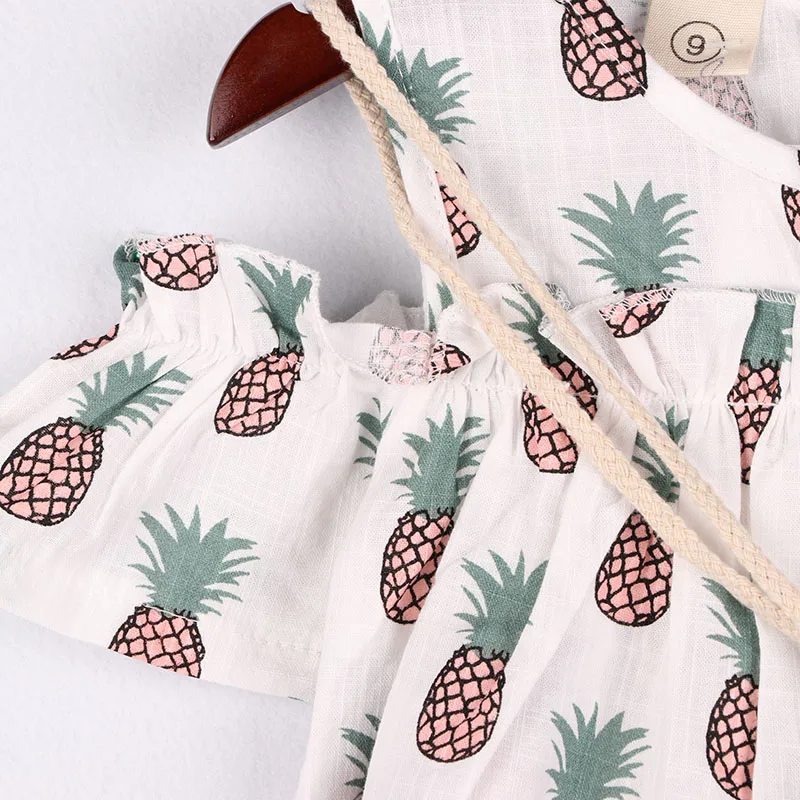 Комплект одежды для девочек летняя рубашка с изображением ананаса и штаны