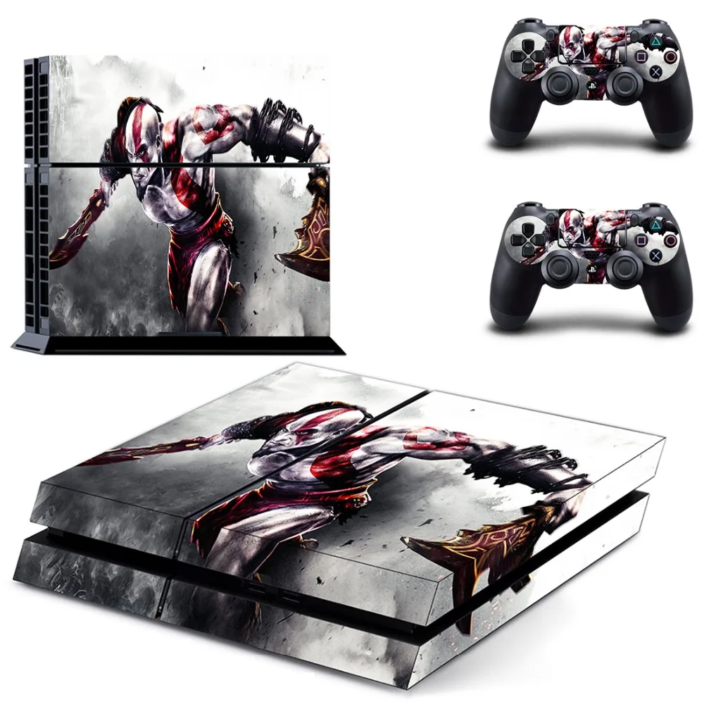 Виниловая наклейка на кожу игровой God of War PS4 для консоли Sony PlayStation 4 и 2 контроллера