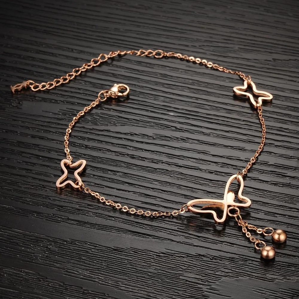 

Tassel Anklets Chain Rose Gold Butterfly Anklet With AAA Cubic Zirconia Casual Beach Vacation Anklets Bracelets Jewelry Anklet