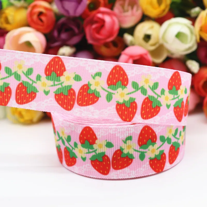 10 ярдов Grosgrain лента клубника торт печатная 1 &quot25 мм пробки для бутылок DIY ремесла