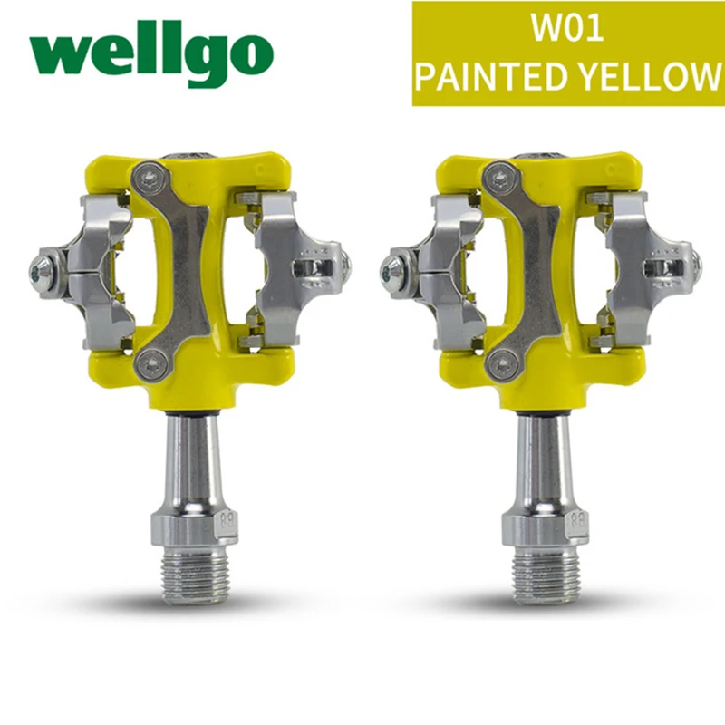 yellow Wellgo W01 MTB Touring велосипедная педаль без клипса, светильник, педаль, 9/16 дюйма, CR-MO, шпиндель, герметичные бутсы, совместимые с SHIMANO SPD 294g - Цвет: yellow