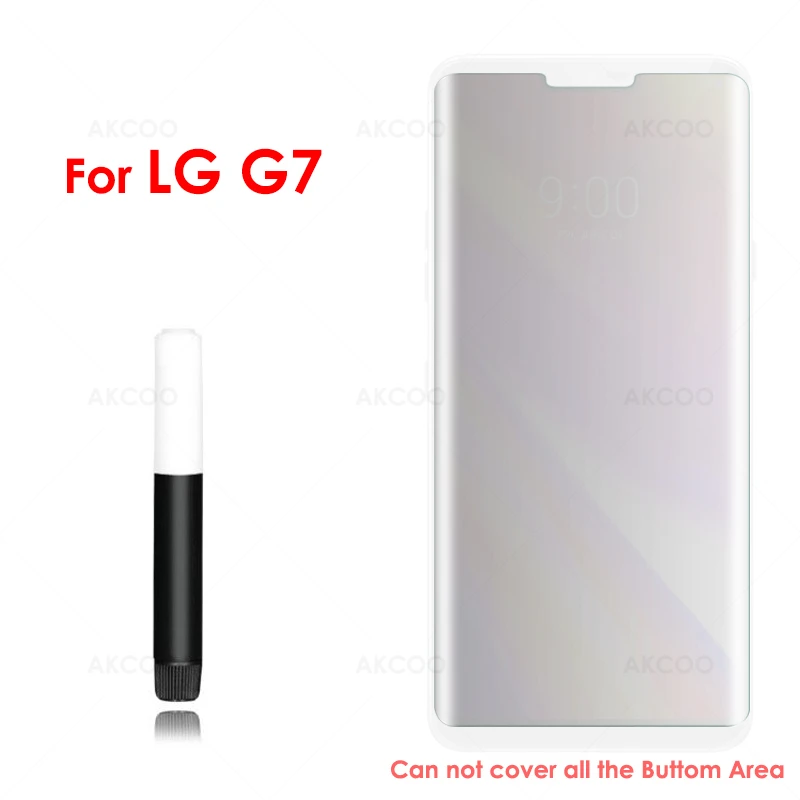 for LG G7 ThinQ Akcoo 10D прозрачная УФ-пленка для LG V50 V40 V30+ Защитная пленка на весь экран для LG G7 G8 ThinQ H930 - Цвет: for LG G7 ThinQ