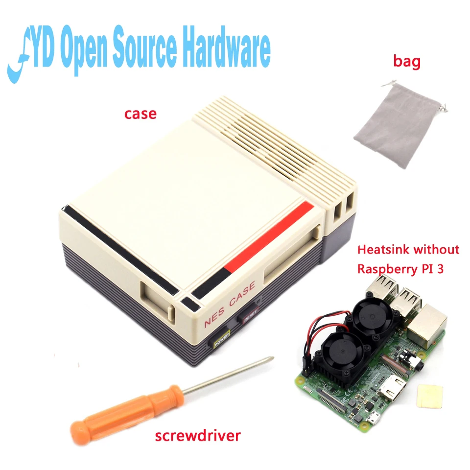 1 комплект черного чехла Retroflag Mini NES NESPI с двойным вентилятором теплоотвода