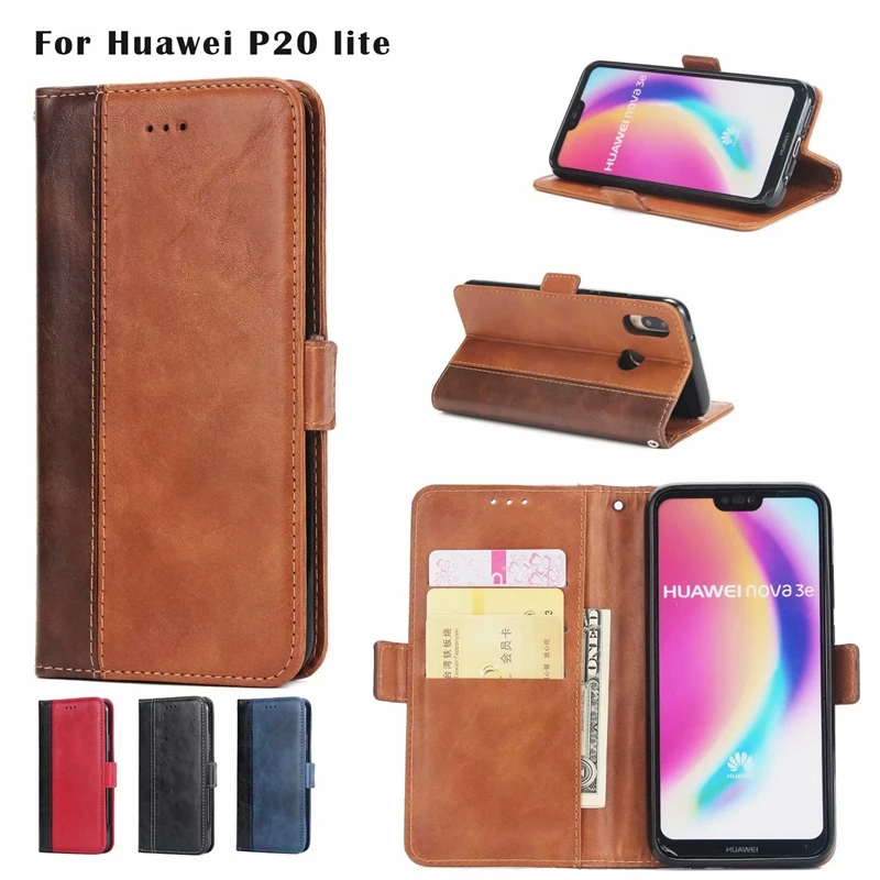 Деловой Чехол-бумажник из искусственной кожи для Huawei P8 lite P9 P10 plus P20 pro Ретро
