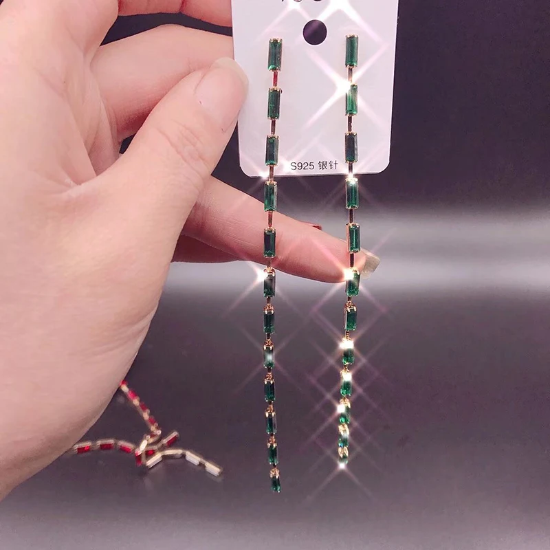 Anise модные серьги с кисточками и кристаллами женские Стразы геометрические