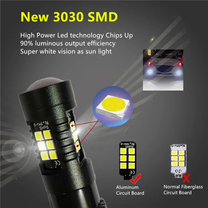 2 шт. 1200Lm T20 3156 3157 светодиодный лампы P27W P27 7 Вт Светодиодный светильник белого