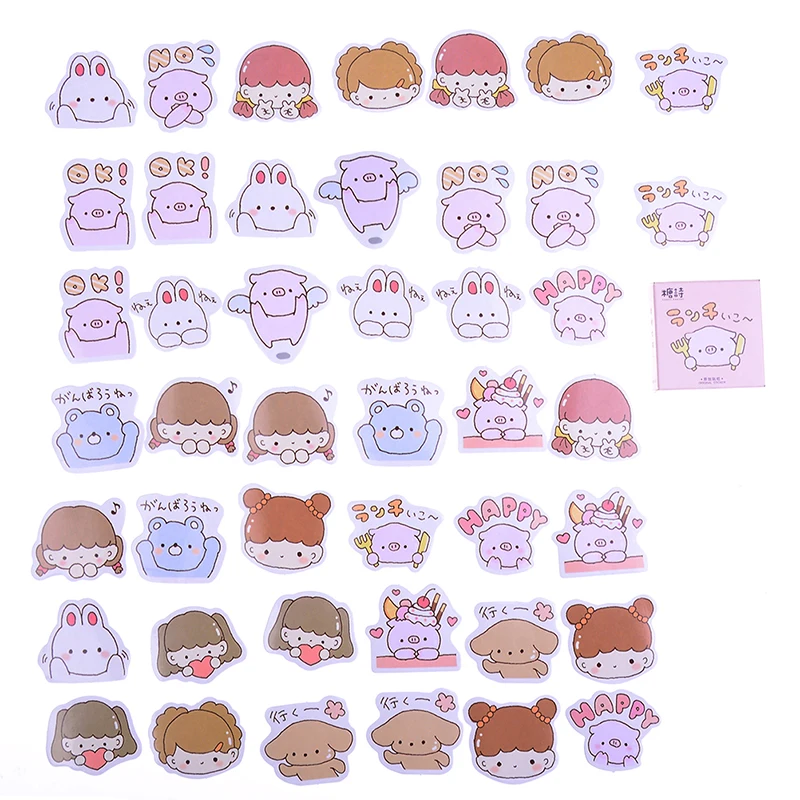 45 шт./кор. DIY записная книжка наклейки в альбом Канцтовары Kawaii для девочек мини