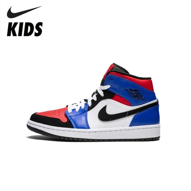 Nike Air Jordan 1 Новое поступление обувь для детей Дышащие Детские Баскетбол Спорт на открытом воздухе спортивная обувь#554724-124 - Цвет: 554724-124
