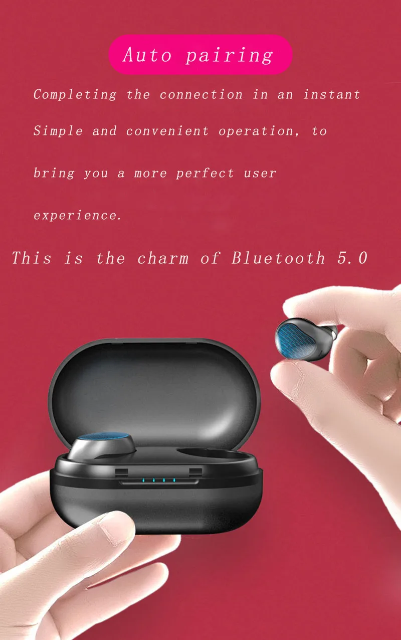 Смарт Bluetooth 5,0 наушники биаурал беспроводной бас стерео шумоподавление водонепроницаемый Сенсорный контроль Сири, голосовой зарядный ящик