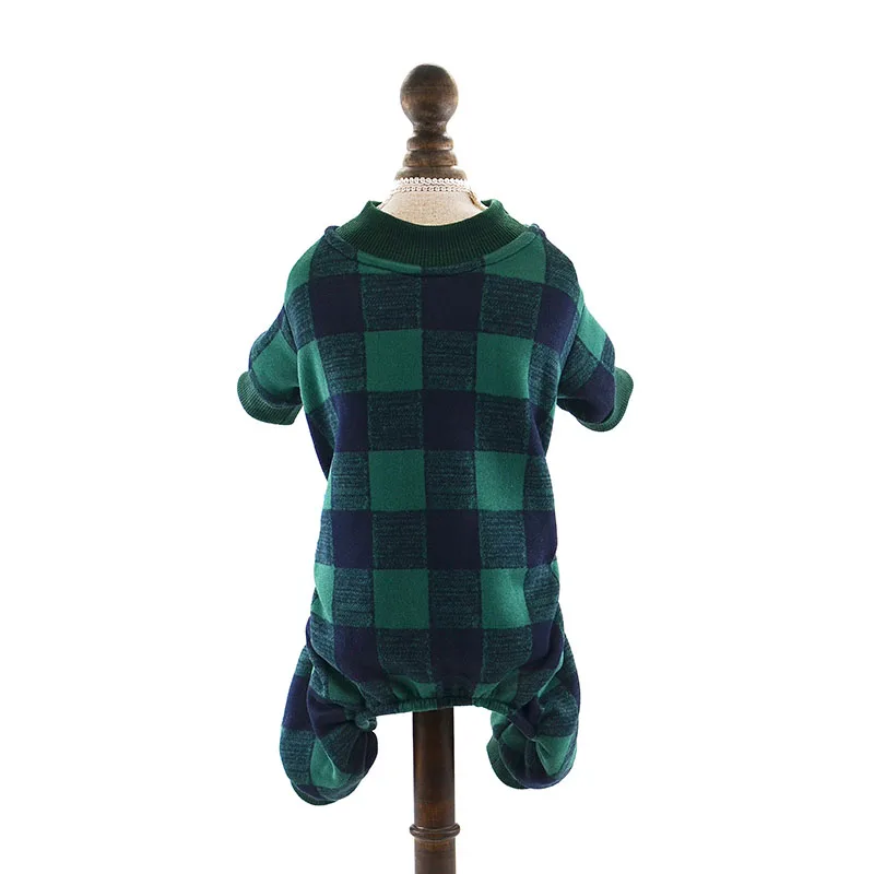 Теплая Флисовая Пижама для собак одежда отдыха клетчатая Толстовка с принтом