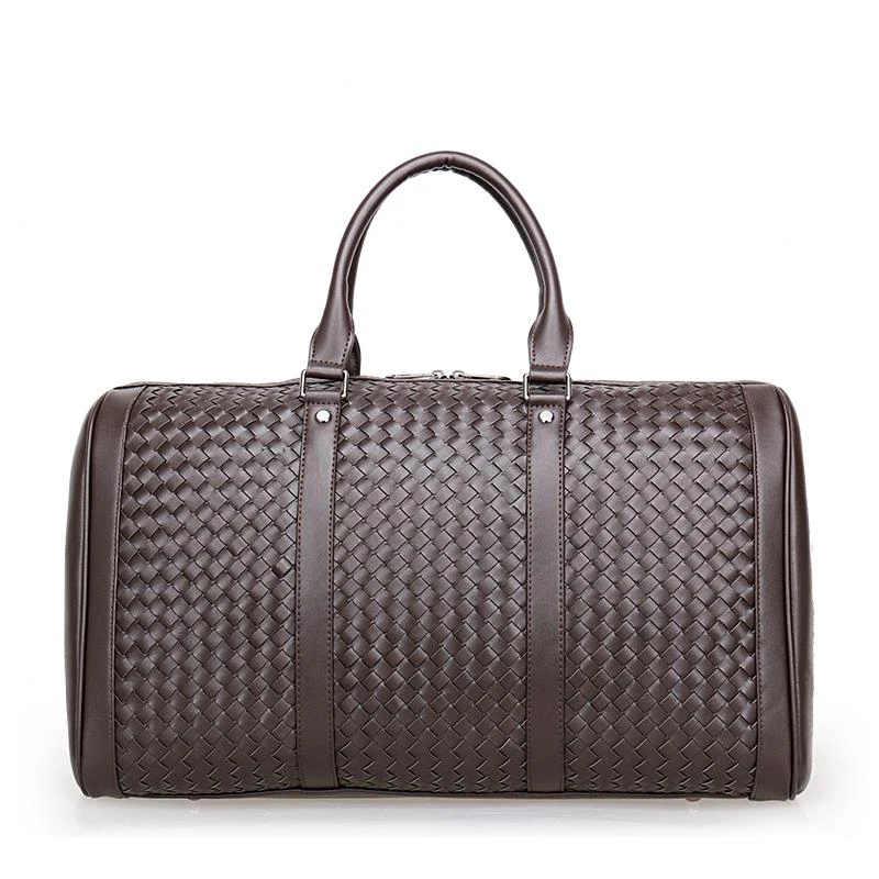 Брендовая дорожная сумка Prius из натуральной кожи мужская спортивная плетеная