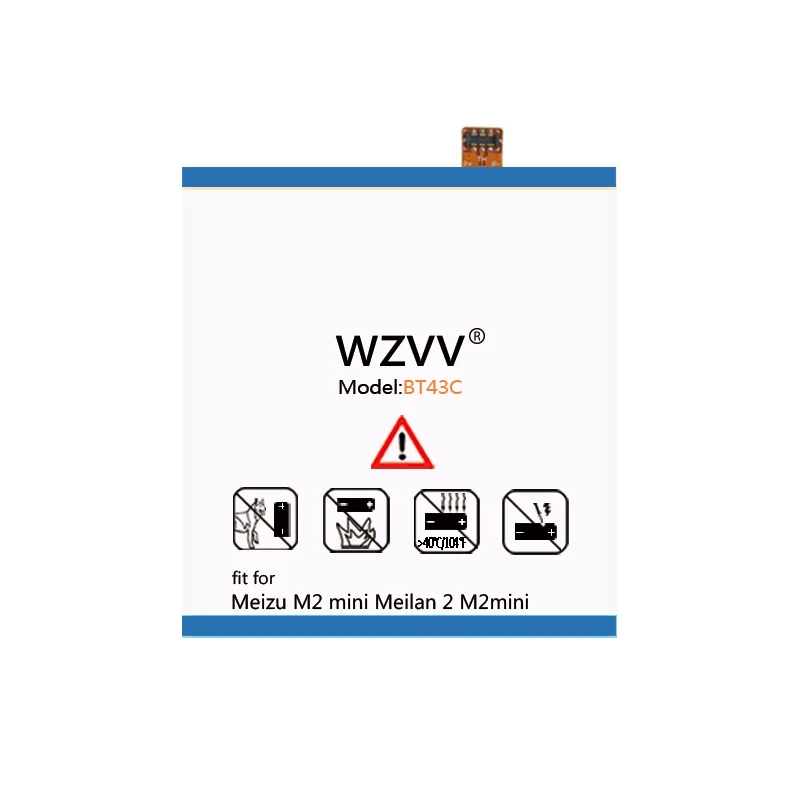 wzvv 3300mAh Li-Polymer Battery BT43C for Meizu M2 mini Meilan 2 M2mini Replacement Batteries | Мобильные телефоны и