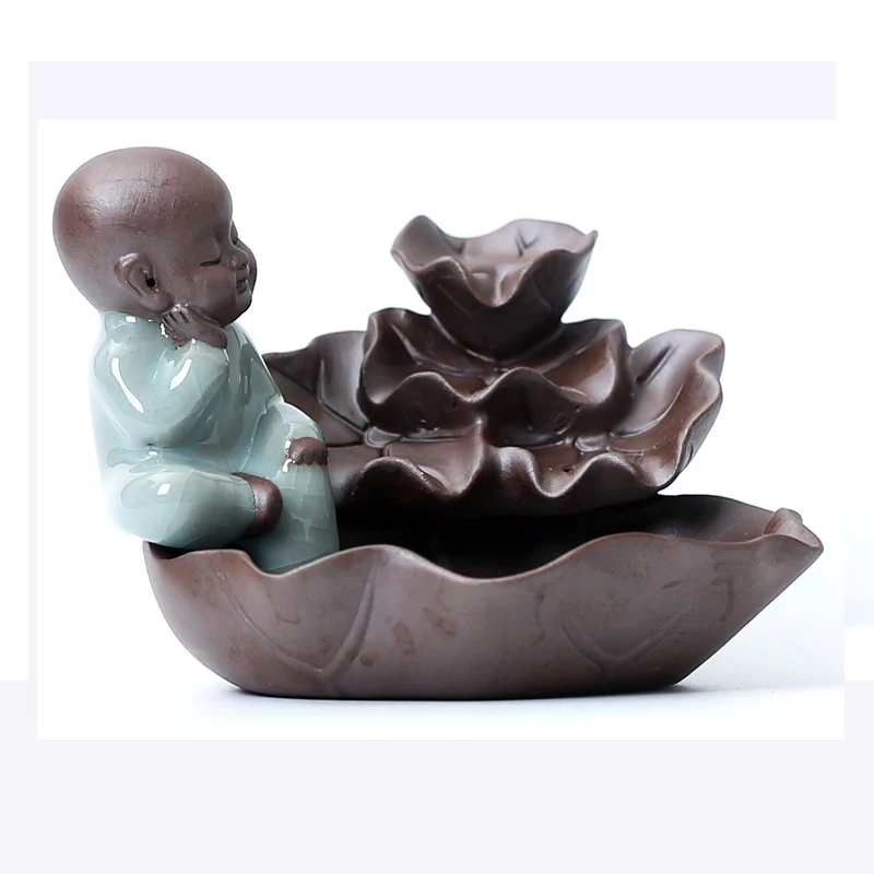 Прекрасный Joss фигурка монаха Керамика фарфор Ладан плита держатель горелки печи