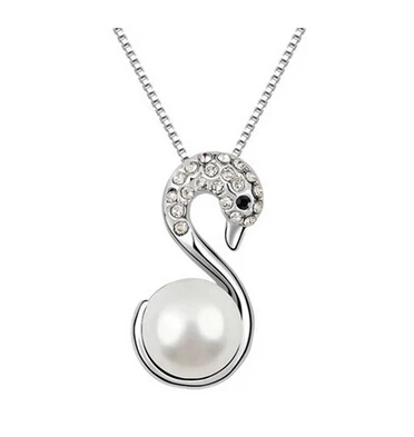 Роскошная Великолепная леди австрийский хрусталь жемчуг кулоны ожерелья Лебедь